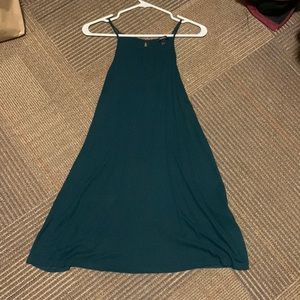 High neck teal dress